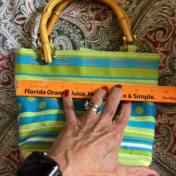 NWT - Tiannl- Handbag with beautiful bright colors and a great bamboo handle. - Picture 8 of 11
